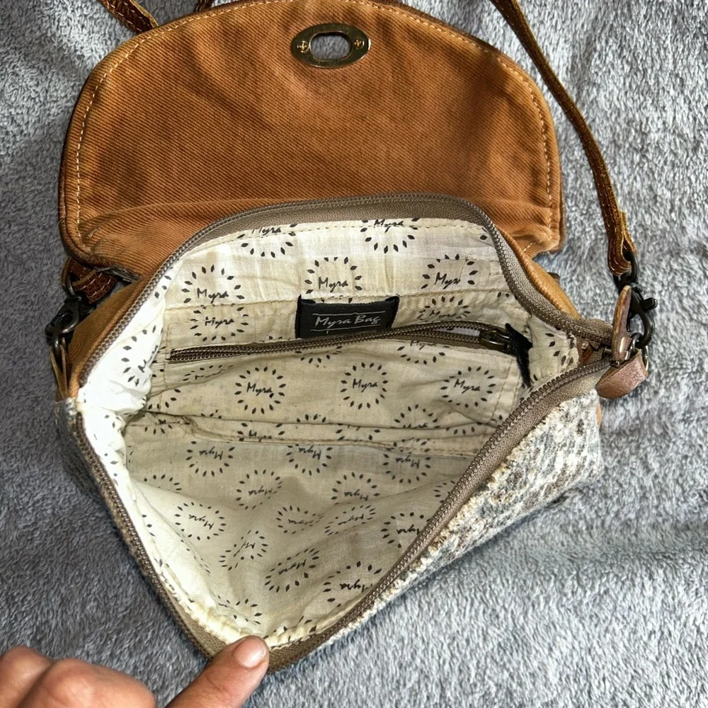 Myra Bag Brown and Cream Crossbody - Picture 3 of 6